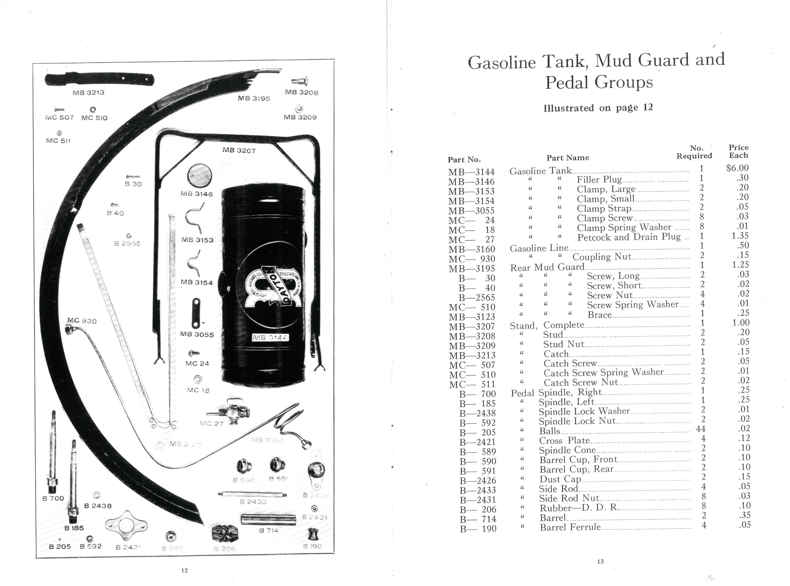 Dayton Moter Bicycles 1916 Parts Price List-12-13