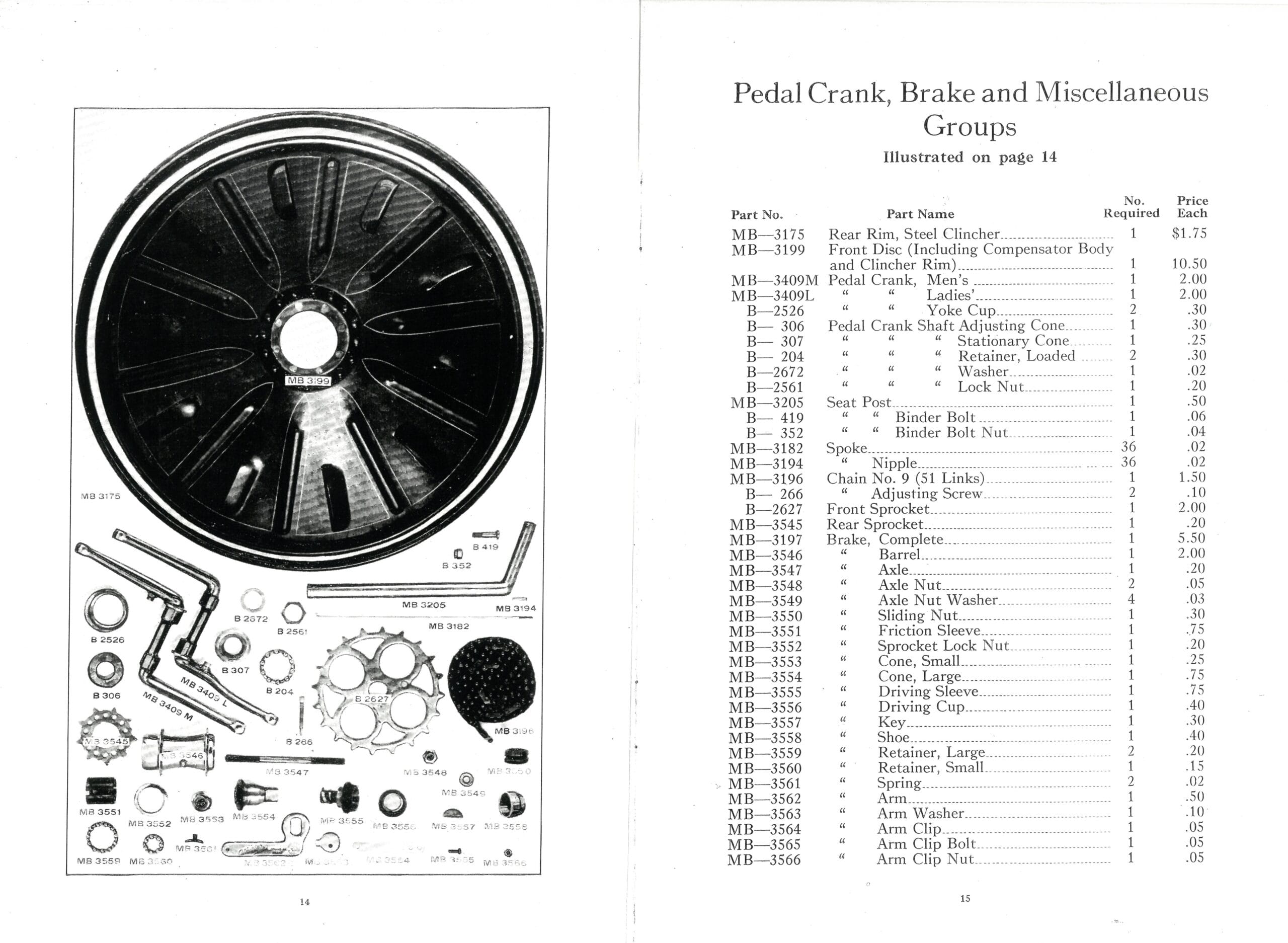Dayton Moter Bicycles 1916 Parts Price List-14-15