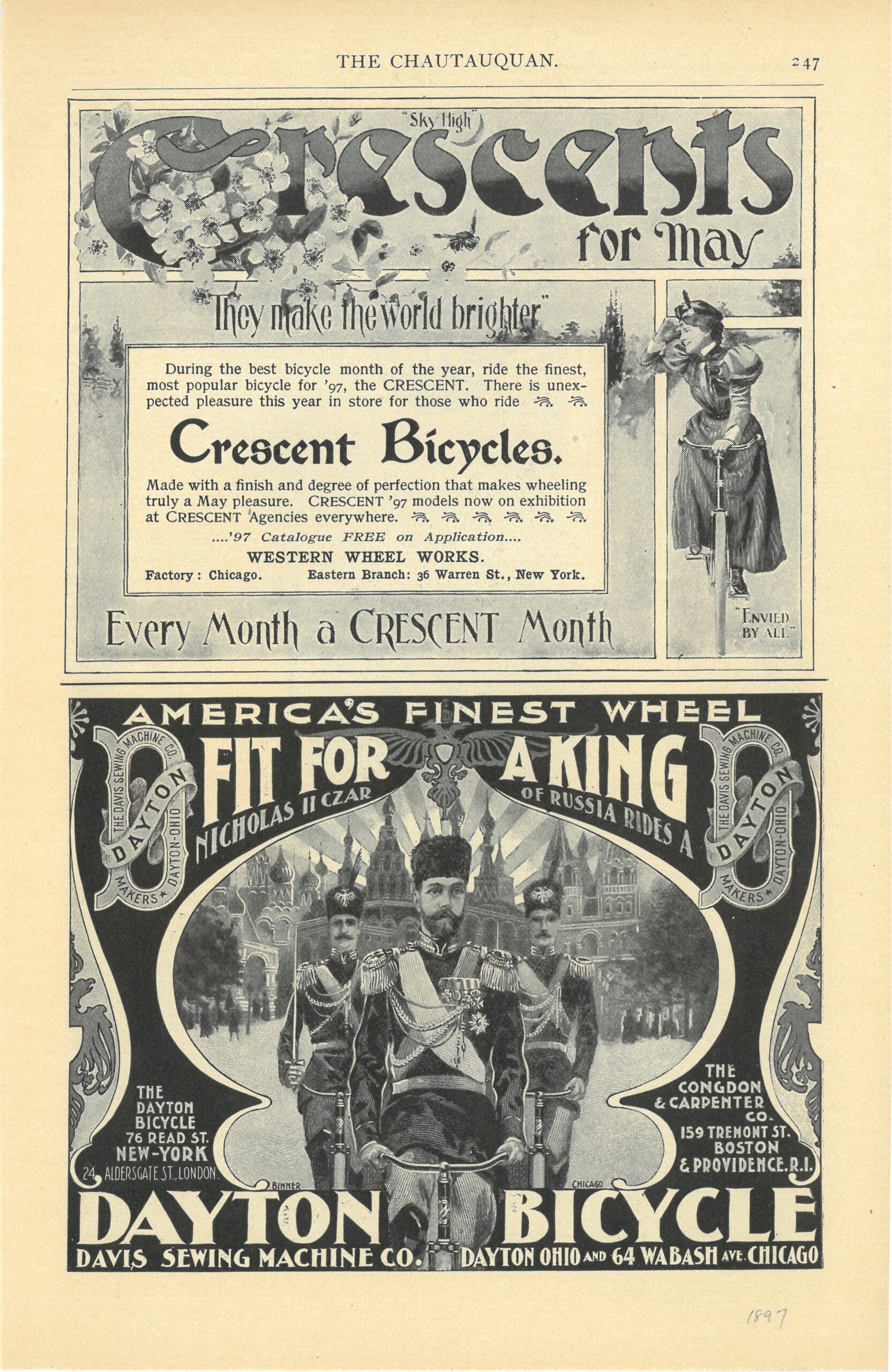 1897 - DSMC Dayton Ad Fit for a King - The Chautauquan - Front