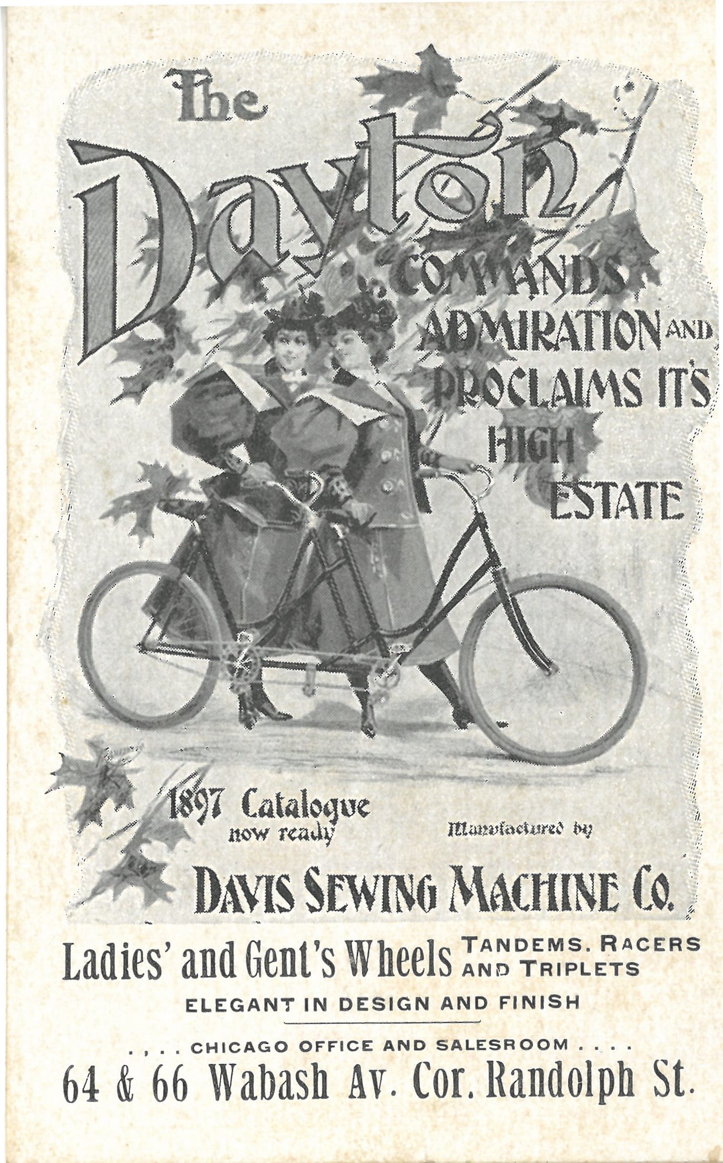1897 - DSMC Dayton Bicycle Ad Card