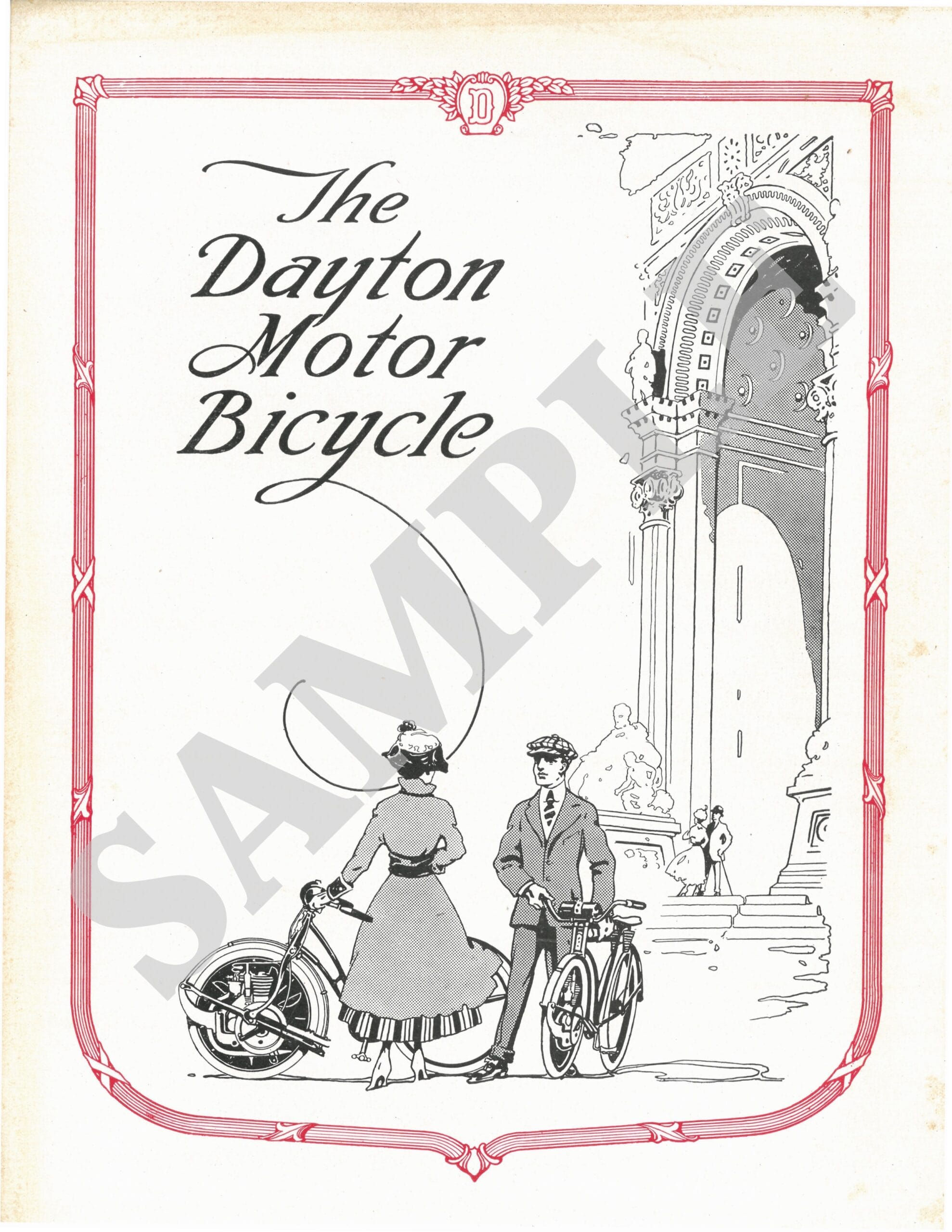 WATERMARK Dayton Motor Bicycle - cir. 1915-1