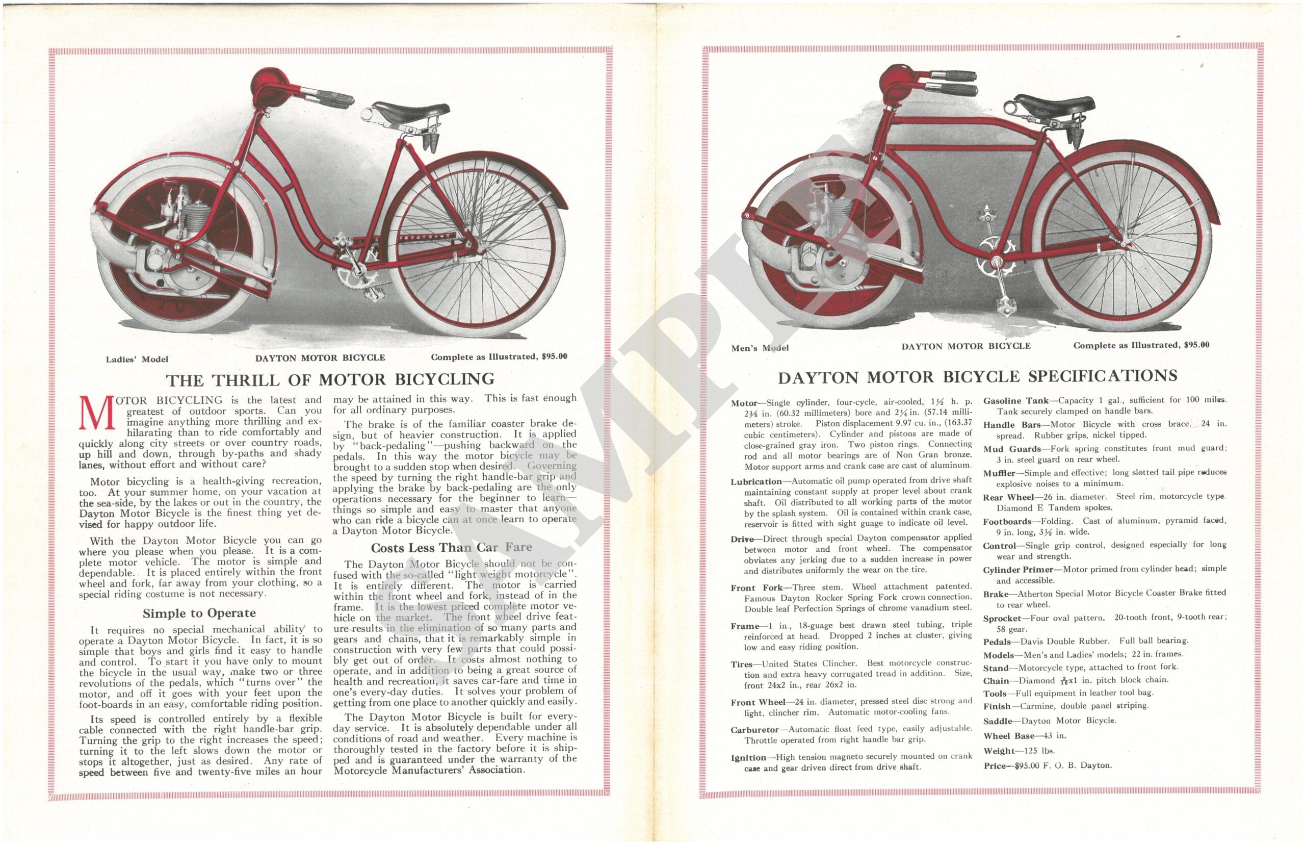 WATERMARK Dayton Motor Bicycle - cir. 1915-2